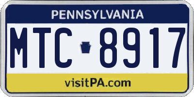 PA license plate MTC8917