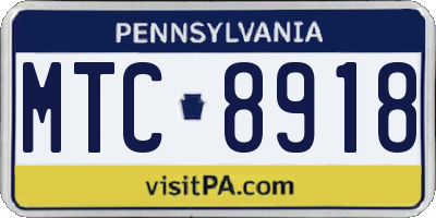 PA license plate MTC8918