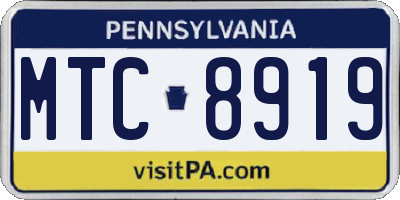 PA license plate MTC8919