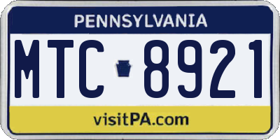 PA license plate MTC8921