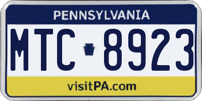 PA license plate MTC8923