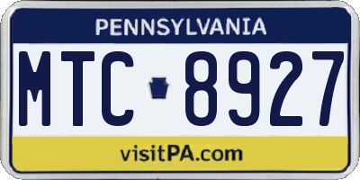 PA license plate MTC8927