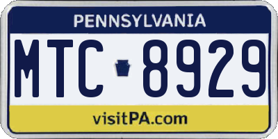 PA license plate MTC8929