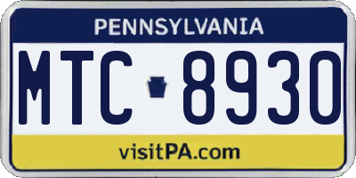 PA license plate MTC8930