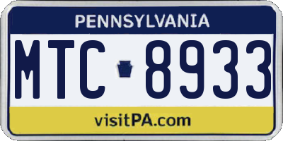 PA license plate MTC8933
