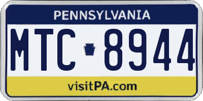 PA license plate MTC8944