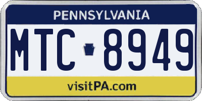 PA license plate MTC8949