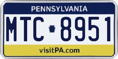 PA license plate MTC8951