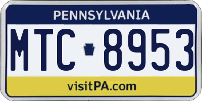 PA license plate MTC8953