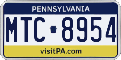PA license plate MTC8954