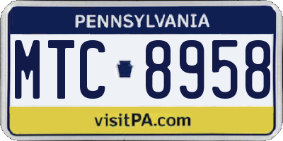 PA license plate MTC8958