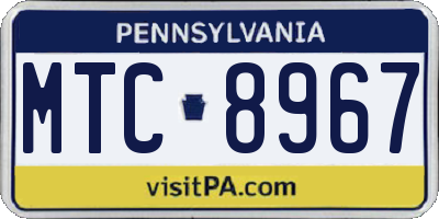 PA license plate MTC8967