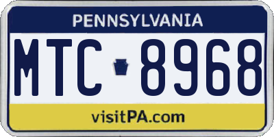PA license plate MTC8968