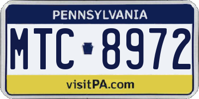 PA license plate MTC8972