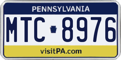 PA license plate MTC8976