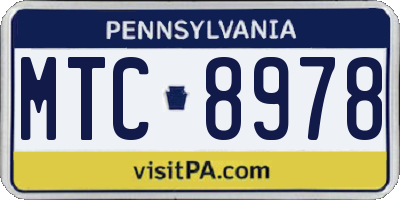 PA license plate MTC8978