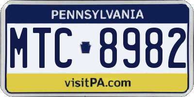 PA license plate MTC8982