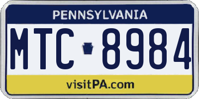 PA license plate MTC8984