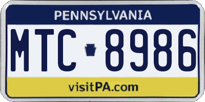 PA license plate MTC8986
