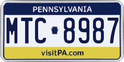 PA license plate MTC8987