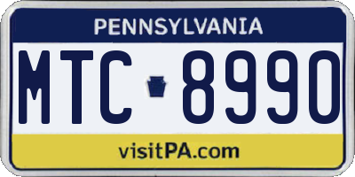 PA license plate MTC8990