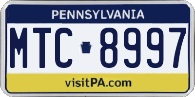 PA license plate MTC8997