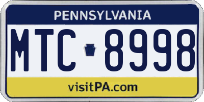 PA license plate MTC8998