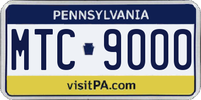 PA license plate MTC9000
