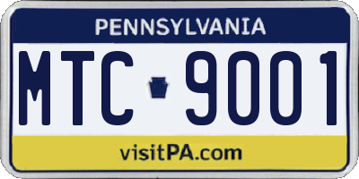 PA license plate MTC9001