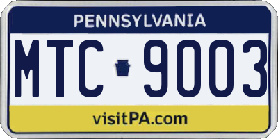 PA license plate MTC9003