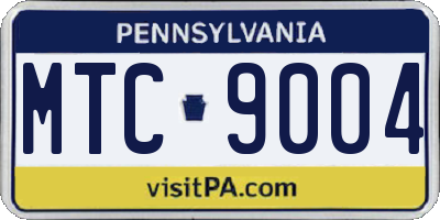 PA license plate MTC9004
