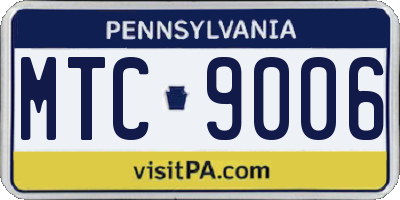 PA license plate MTC9006
