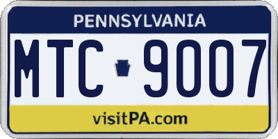 PA license plate MTC9007