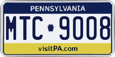 PA license plate MTC9008