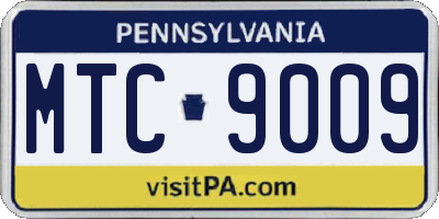 PA license plate MTC9009