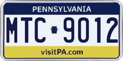 PA license plate MTC9012