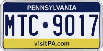 PA license plate MTC9017