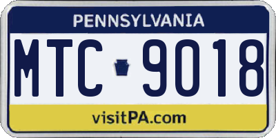 PA license plate MTC9018