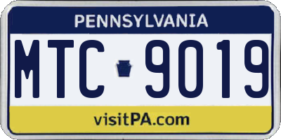 PA license plate MTC9019