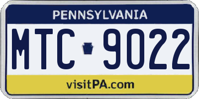 PA license plate MTC9022
