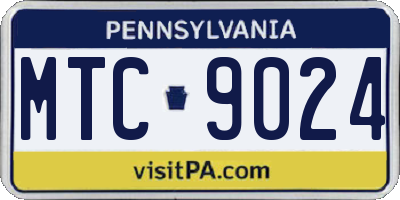 PA license plate MTC9024