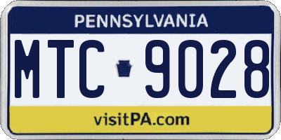PA license plate MTC9028