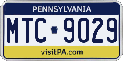 PA license plate MTC9029