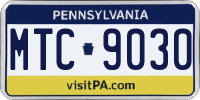 PA license plate MTC9030