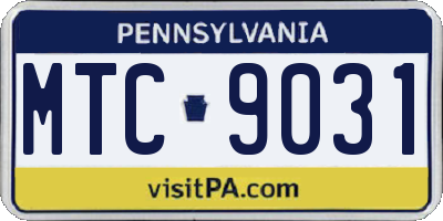PA license plate MTC9031