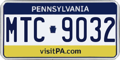 PA license plate MTC9032