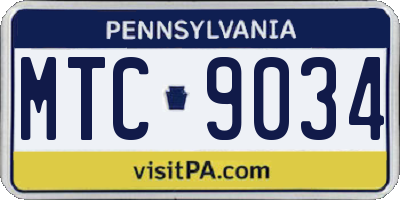 PA license plate MTC9034