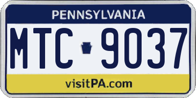 PA license plate MTC9037