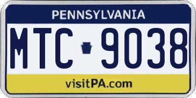 PA license plate MTC9038