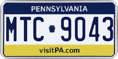 PA license plate MTC9043